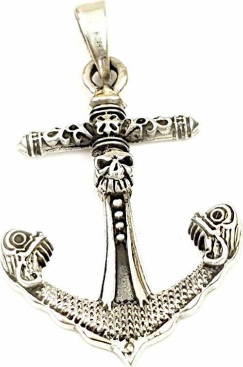 Kurukafalı Gümüş Tasarım Çapa Kolye Ucu