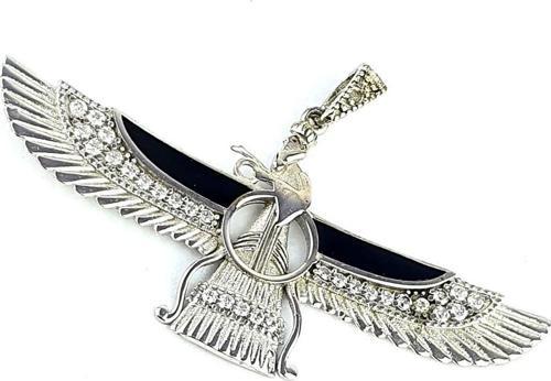 Mine İşçiliği Zirkon Taş Detaylı 925Ayar Gümüş Tasarım Kartal Kolye Ucu