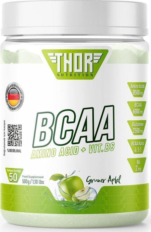 Bcaa 500 Gr. 6000Mg Bcaa 2500Mg Glutamıne - Yeşil Elma Aromalı