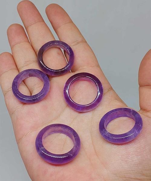Ametist Taşı Yüzük 6mm Kalınlığında - Standart Ölçü - 51498