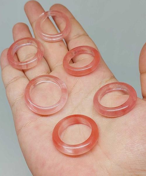 Gül Kuvars Taşı Yüzük 6mm Kalınlığında - Standart Ölçü - 51488