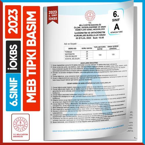 2024 6.Sınıf İOKBS BURSLULUK MEB Tıpkı Basım Çıkmış Soru Kitapçığı Video/PDF Çözümlü Türkiye Geneli