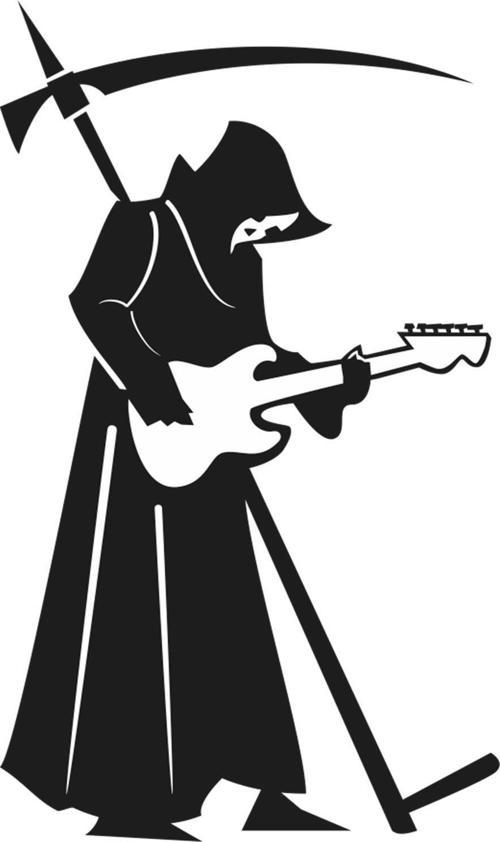 GİTAR ÇALAN AZRAİL FOLYO STİCKER 60cm Uzunluk