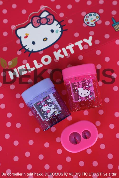 YENİ SEZON LİSANSLI HELLO KITTY "2 ADET " ÇİFT BIÇAKLI OVAL Kalemtıraş 