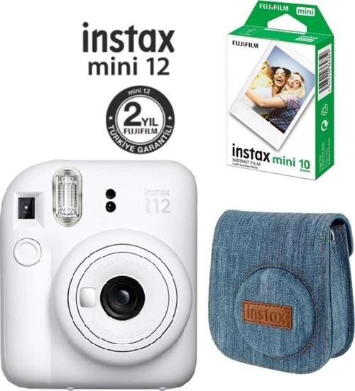 Mini 12 Beyaz Fotoğraf Makinesi 10'lu Film Ve Jean Çantalı Hediye Seti 66
