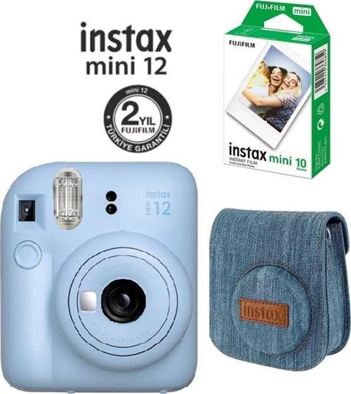 Fujifilm Instax Mini 12 Mavi Fotoğraf Makinesi 10'lu Film Ve Jean Çantalı Set 66