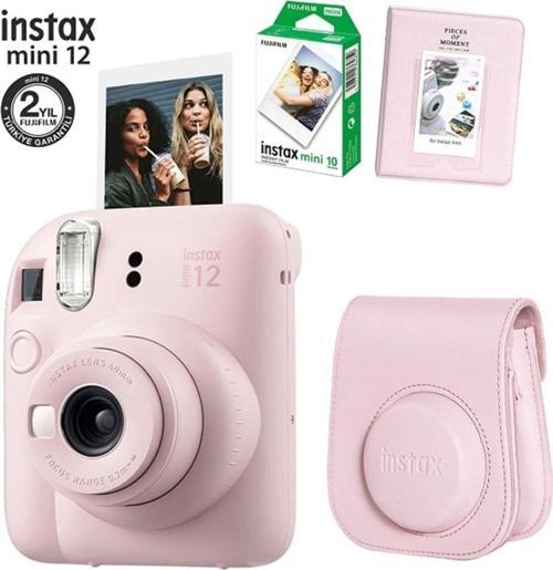 Fujifilm Instax Mini 12 Pembe Fotoğraf Makinesi 10Lu Film Ve Pvc Albümlü Çantalı Seti 2