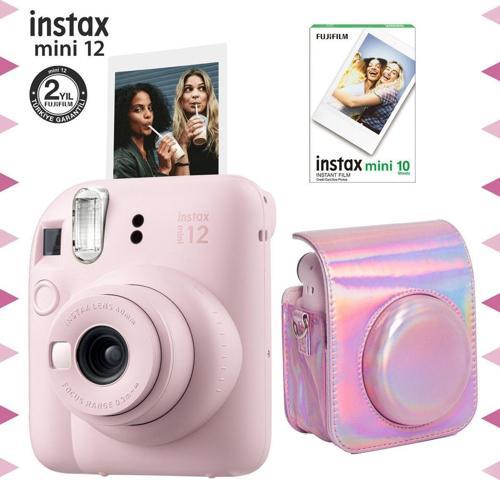 Fujifilm Instax Mini 12 Pembe Fotoğraf Makinesi-10'lu Film Ve Parlak Kılıf Seti