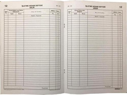 İşletme Hesabı Gelir-gider Defteri Karton Kapak