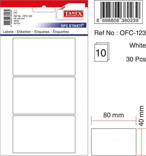 Tanex Beyaz Etiket Ölçü : 80×40 Mm Ofc-123