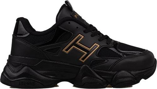 Siyah Handa Kadın Bağcıklı Kalın Taban Sneaker