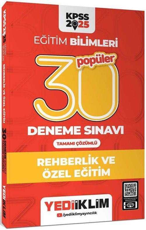 2025 KPSS Eğitim Bilimleri Rehberlik ve Özel Eğitim Popüler Tamamı Çözümlü 30 Deneme Sınavı Yediiklim