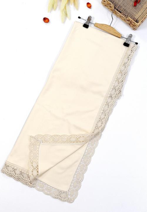 Kız Bebek Çift Katlı Natural Dantelli Lüks Penye Battaniye STL6700