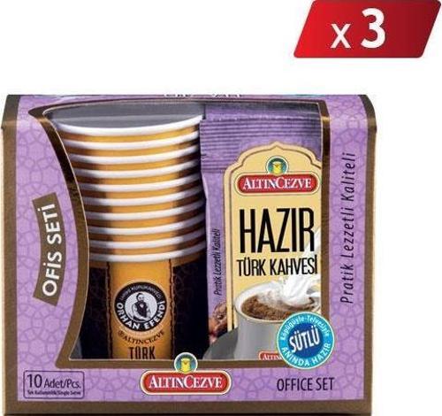 Altın Cezve Hazır Türk Kahvesi Ofis Seti Sütlü 10 x 11 Gr - 3LÜ PAKET