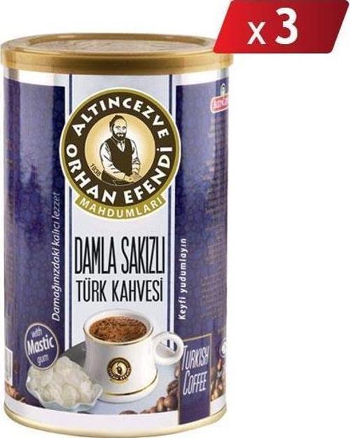 Orhan Efendi Damla Sakızlı Türk Kahvesi 250 Gr Teneke - 3LÜ PAKET