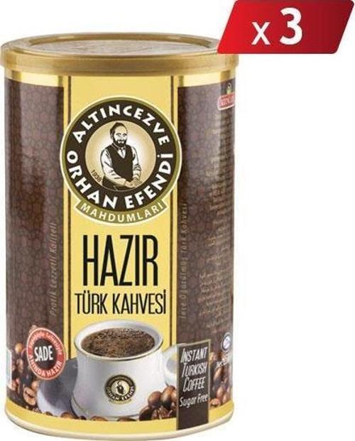 Orhan Efendi Hazır Türk Kahvesi Sade Teneke 250 Gr - 3LÜ PAKET