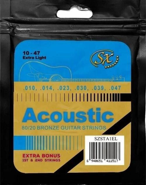 SZSTA1EL High-carbon Steel Core Bronze Wrap Extra Light Akustik Gitar Teli (80/20)