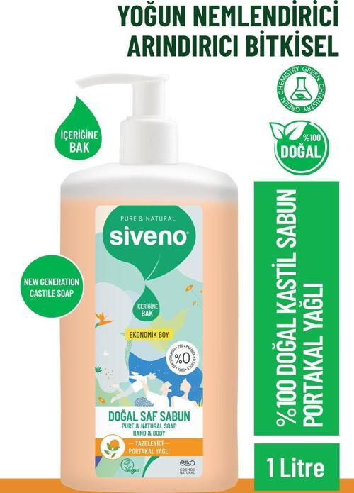 %100 Doğal Sıvı Kastil Sabun Portakal Yağlı Yoğun Nemlendirici Arındırıcı Bitkisel Vegan 1000 ml