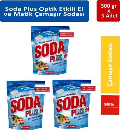 Soda Plus Etklili Çamaşır Sodası 500 gr x 3 Adet