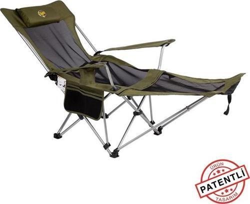 Lazy 3 Plus Yatabilen Kamp Sandalyesi Haki