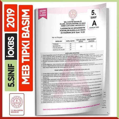 2019 5.Sınıf İOKBS BURSLULUK MEB Tıpkı Basım Çıkmış Soru Kitapçığı Video/PDF Çözümlü Türkiye Geneli