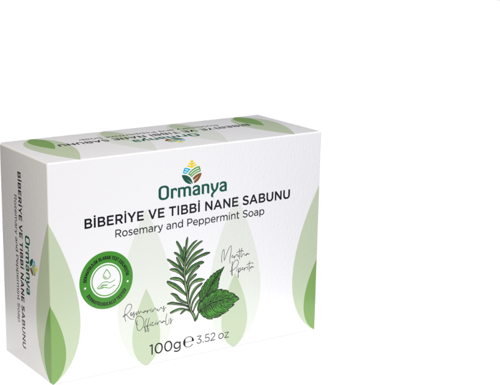 BİBERİYE ÖZLÜ TIBBİ NANELİ KATI SABUN - 100 gr (KOSTİKSİZDİR)