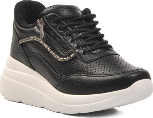 207 Siyah-Beyaz Dolgu Topuk Kadın Sneaker
