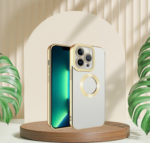 İphone 14 Pro Max Yanlari Renkli̇ Logo Gösteren Mega Kilif Gold