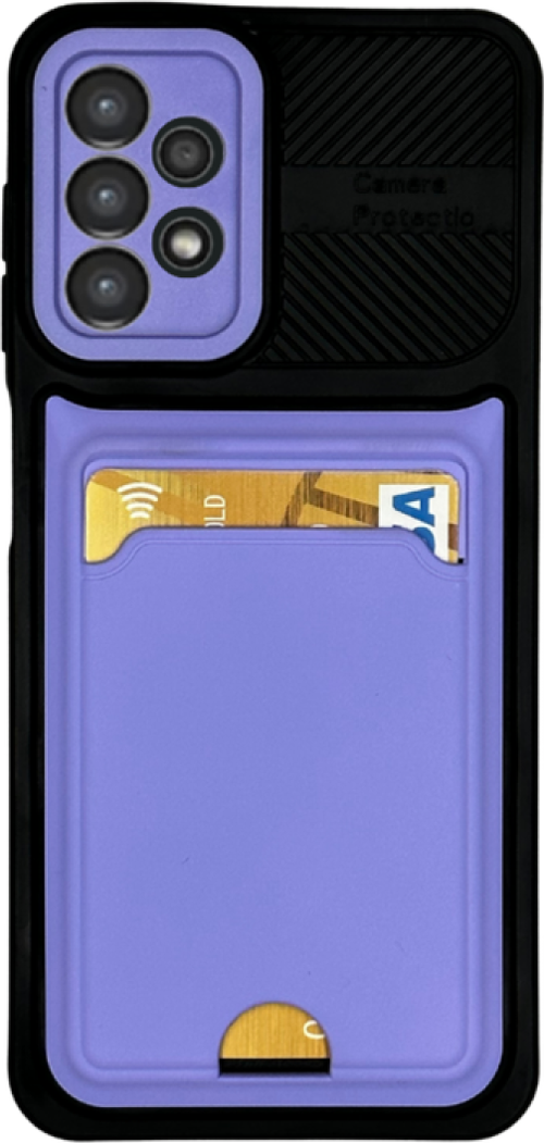 Samsung A13 Kartlikli Si̇li̇kon Kilif Li̇la