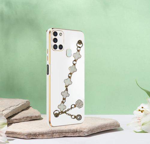 Samsung A21 S Elçek Şanzeli̇ze Kilif Beyaz