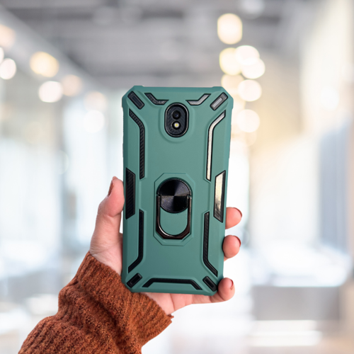 Samsung J7 Pro Yüzüklü Standli Tank Kilif (Armor Military Case) Yeşi̇l