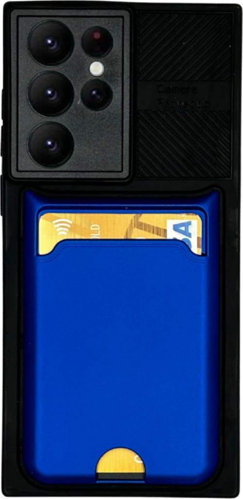 Samsung S22 Ultra Kartlikli Si̇li̇kon Kilif Mavi̇