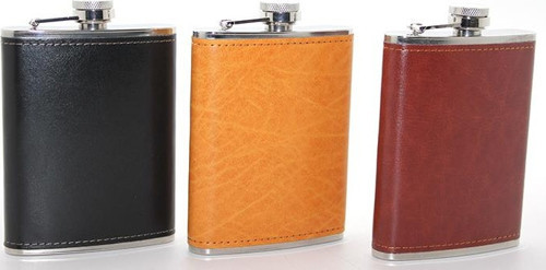 Paslanmaz Çelik Tekli 8 Oz Derili Matara Alk2661