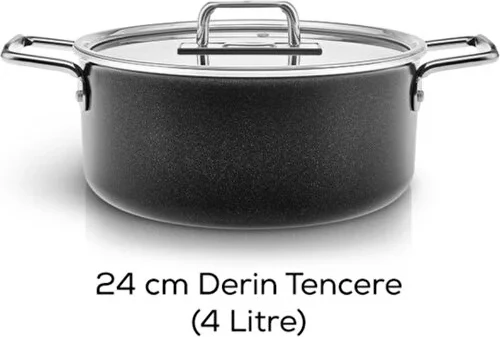 Swiss Crystal Mastermaid 24CM Derin Tencere Shiny Black