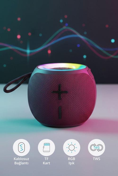 7837 Kablosuz TWS Bluetooth Hoparlör / USB & TF Kart Girişi / Farklı RGB Işık Modları
