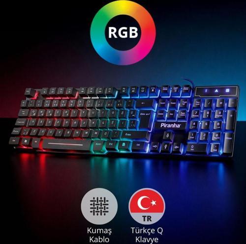 2345 USB Kablolu 7 Renk RGB LED Işıklı Gaming Q Klavye