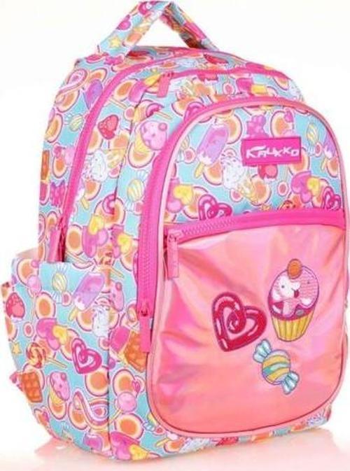 Kids Aynalı Nakışlı Cupcake Pembe Kız Çocuk Okul Sırt Çantası