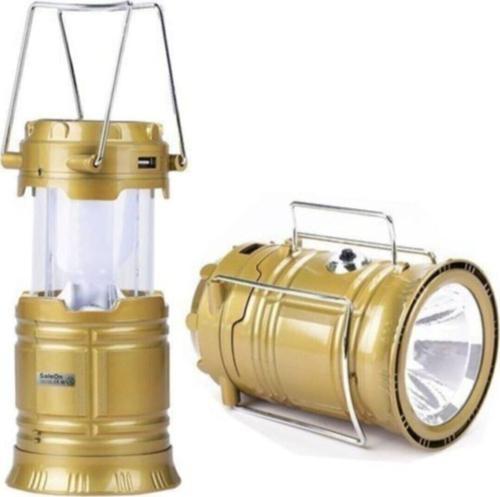 Kamp Lambası Solar Kamp Çadır Feneri Led Şarjlı Usb Girişli Işıldak Gold