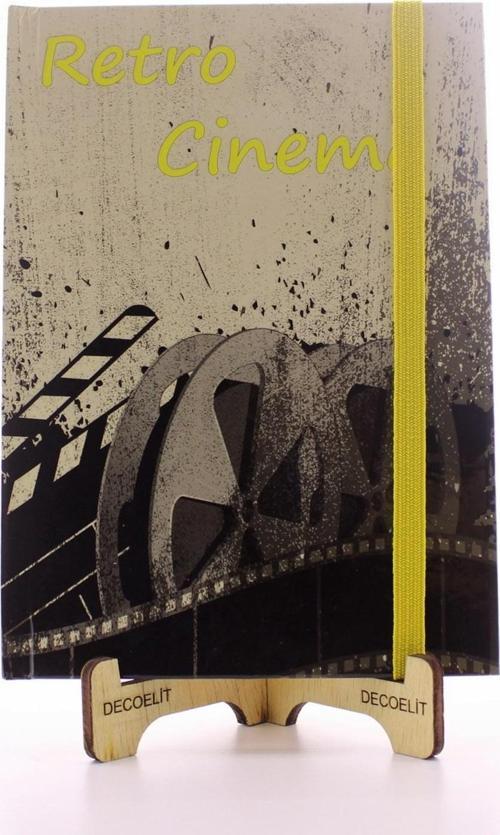 Lastikli Çizgisiz Sert Kapak Retro Cinema Defter