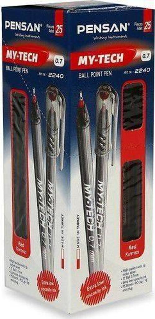 My-Tech Tükenmez Kalem 1,0 Mm Kırmızı 25 Li (1 Paket 25 Adet)