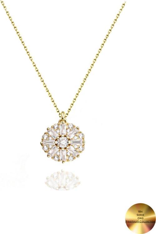 18k Serie Oro Baget Taşlı Çiçek Model Minimal Kadın Gümüş Kolye