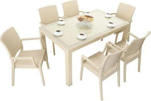Elit Rattan 90x150 Elit Koltuk Camlı Masa Takımı