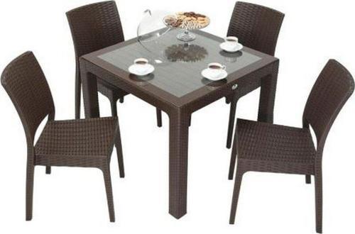 Elit Rattan 90x90 Elit Sandalye Camlı Masa Takımı