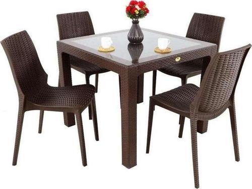 Elit Rattan 90x90 Nirvana Sandalye Camlı Masa Takımı