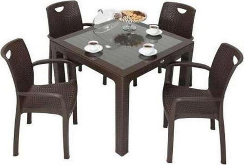 Elit Rattan 90x90 Zeus Koltuk Camlı Masa Takımı
