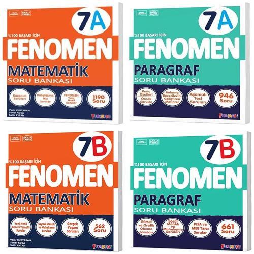 Fenomen Okul 2025 7. Sınıf Matematik + Paragraf A + B Serisi Soru Seti 4 Kitap
