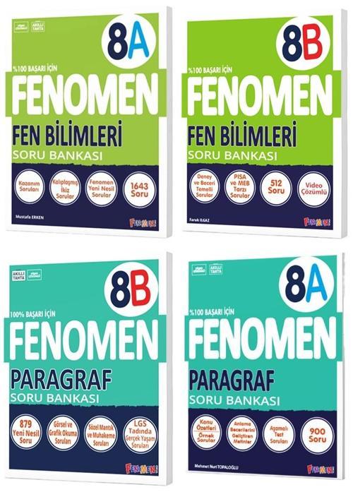 Fenomen Okul 2025 8. Sınıf Fen Bilimleri + Paragraf A + B Serisi Soru Bankası Seti 4 Kitap