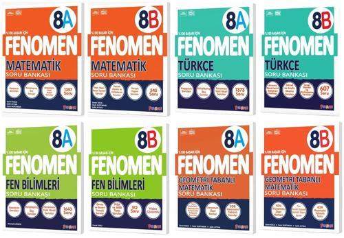 Fenomen Okul 2025 8. Sınıf Matematik + Türkçe + Fen + Geometri A + B Serisi Soru Bankası Seti 8 Kitap