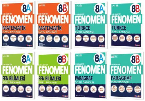 Fenomen Okul 2025 8. Sınıf Matematik + Türkçe + Fen + Paragraf A + B Serisi Soru Bankası Seti 8 Kitap