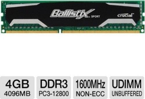 Ballistix Sport 4Gb 1600Mhz Ddr3 Bls4G3D1609Ds1S00Ceu Masaüstü Ram Bellek